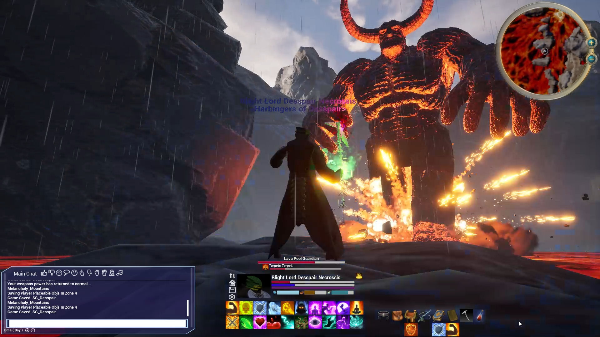 Lava pool guardian battle in Harbingers of Desspair